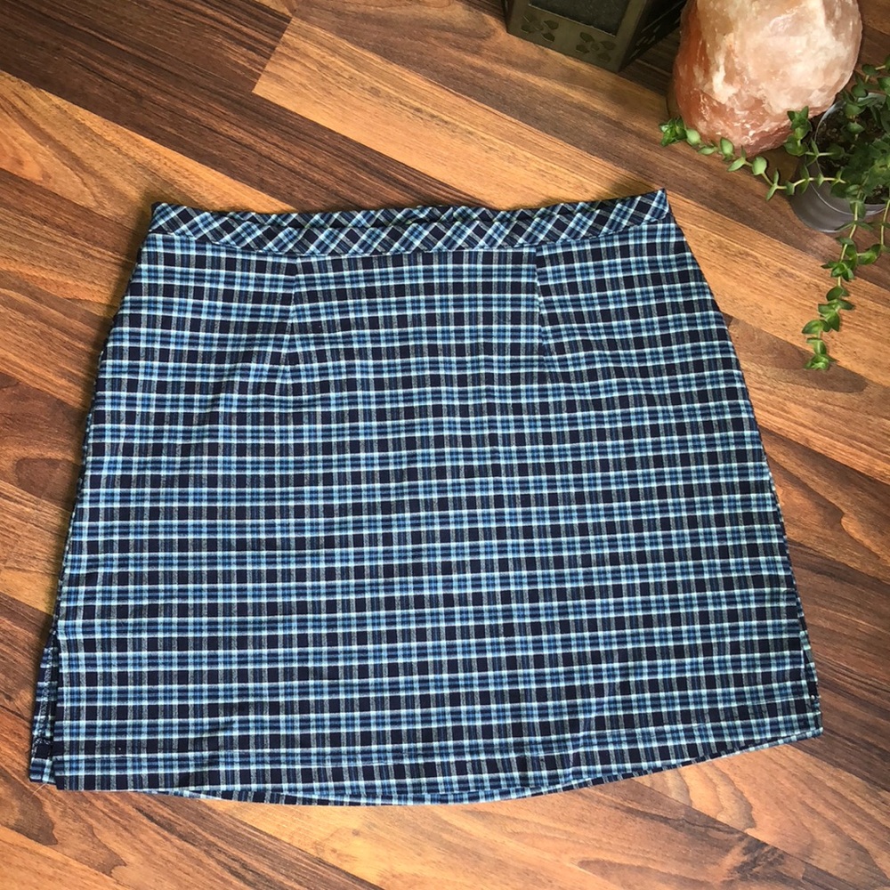 Blue plaid school girl skirt